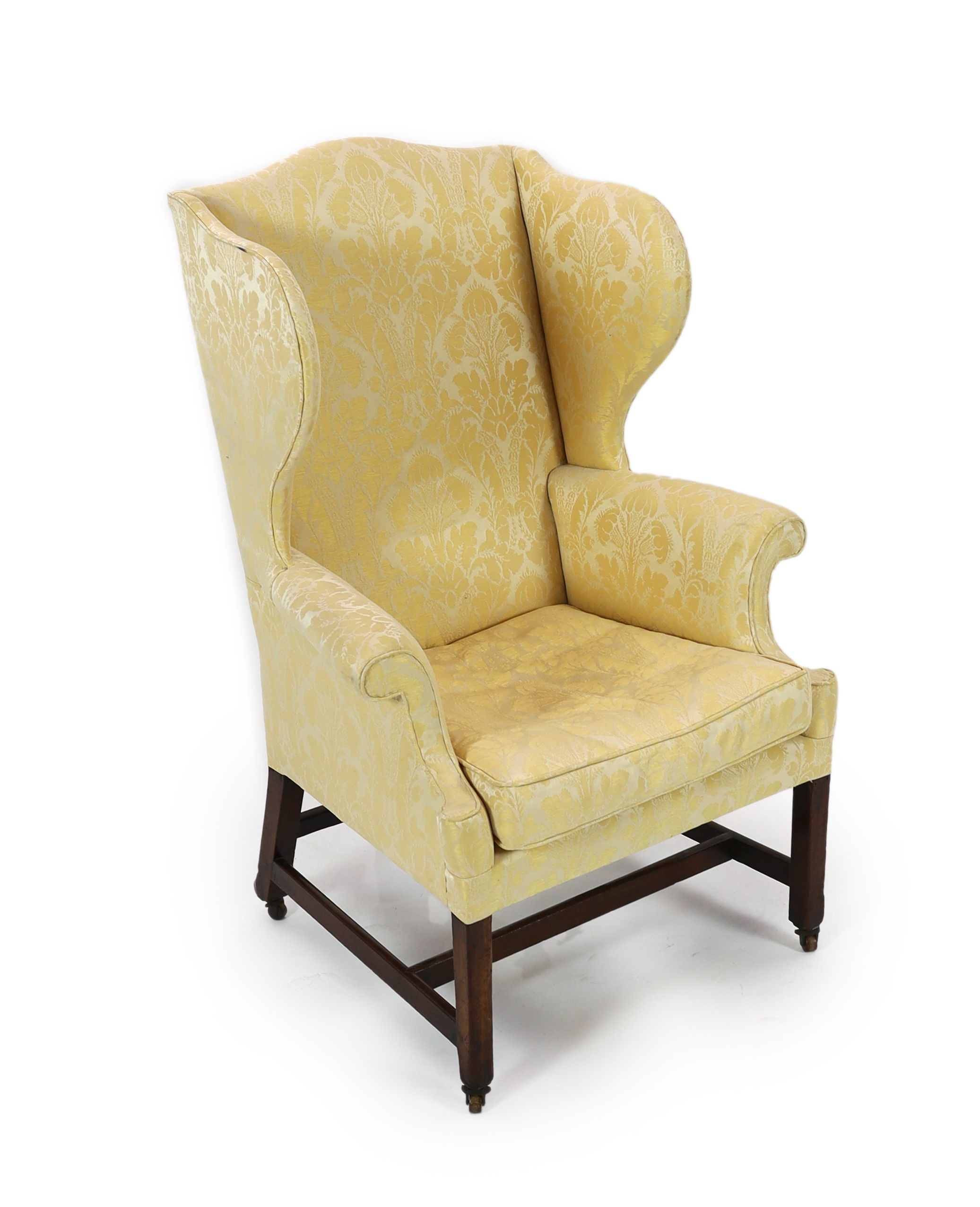 A George III mahogany wing armchair, W.84cm D.80cm H.124cm